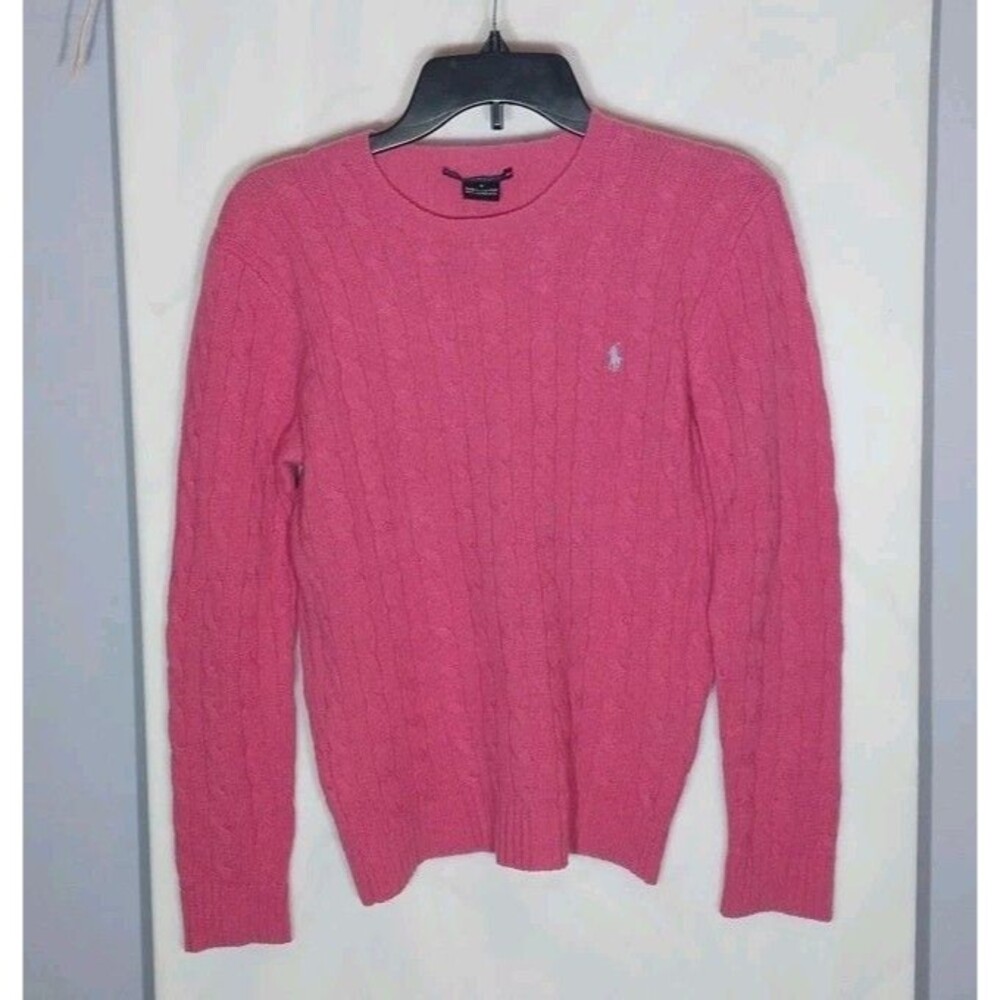 Vintage Ralph Lauren Sport Pink Cable Knit Lambswool Sweater Women’s M
